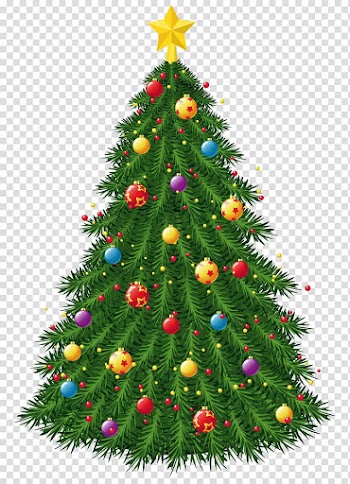 Green Christmas tree with assorted-color ornaments , Christmas tree Christmas ornament Christmas decoration, Christmas Tree with Ornaments transparent background PNG clipart