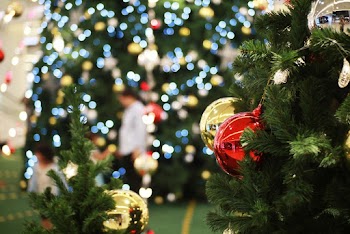 Green Christmas Tree With Baubles
