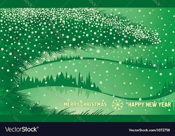 Green Christmas winter forest vector image