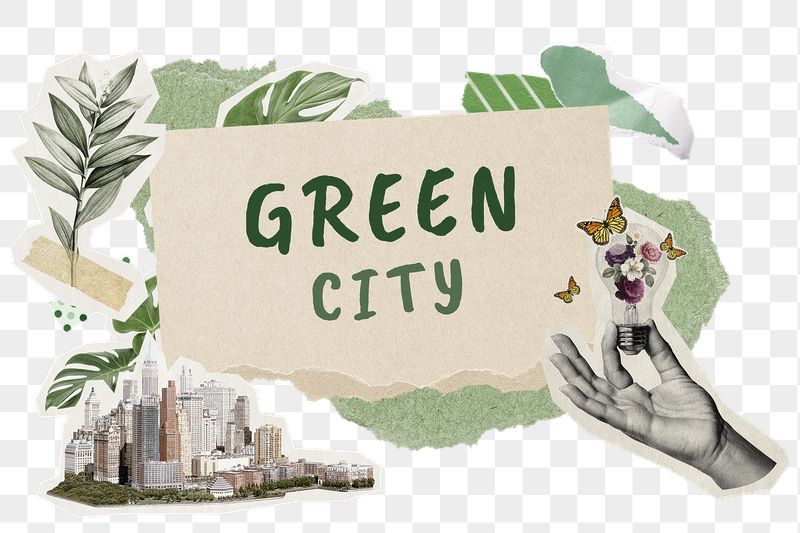 Green city png word sticker | Free PNG - rawpixel
