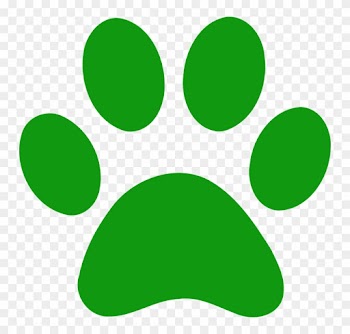 Green Cloud Clipart - Dark Green Paw Print