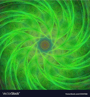 Green computer generated spiral fractal background vector image