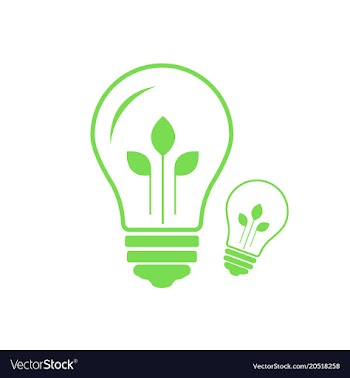 Green contour of electric light bulb with three vector image