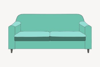 Green couch clipart, furniture illustration | Free PSD - rawpixel