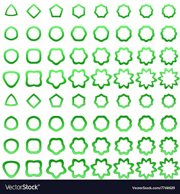 Green curved polygon shape icon collection vector image