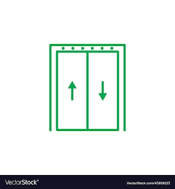 green elevator line art icon