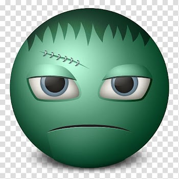 Green emoji illustration, emoticon head eye smiley face, Frankenstein transparent background PNG clipart