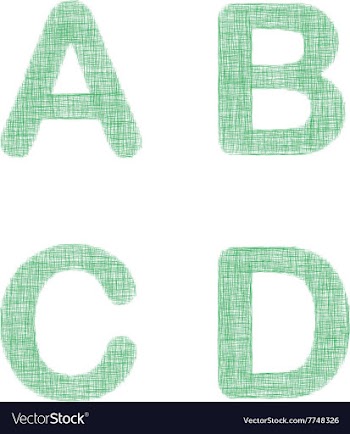 Green fabric font set - letters A B C D vector image