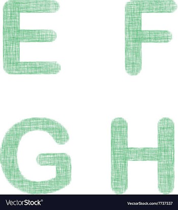 Green fabric font set - letters E F G H vector image