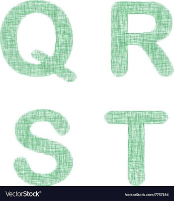 Green fabric font set - letters Q R S T vector image