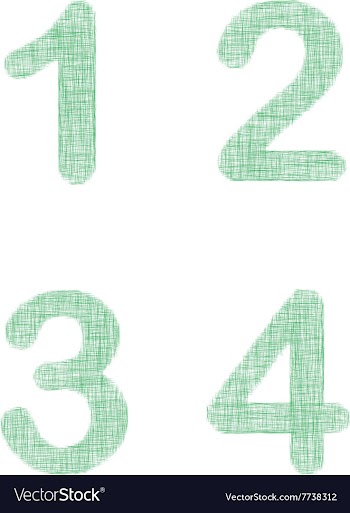Green fabric font set - numbers 1 2 3 4 vector image