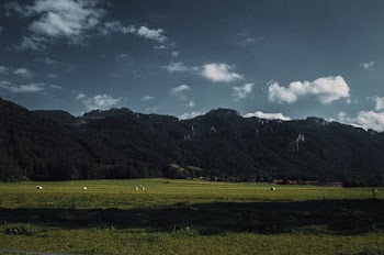 Green Field Near Mountain