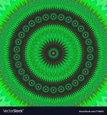 Green floral fractal mandala design background vector image