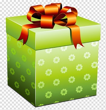Green floral gift box illustration, Gift , Green Present Box with Red Bow transparent background PNG clipart