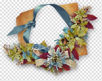 Green floral wreath transparent background PNG clipart