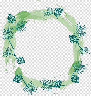 Green floral wreath, Wedding invitation , Green brush decorative box transparent background PNG clipart
