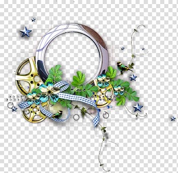 Green flowers and silver wreath art, , Creative Floral frame floral frame design material transparent background PNG clipart