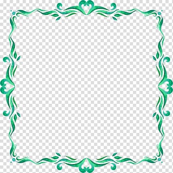Green frame , Watercolor heart-shaped border transparent background PNG clipart