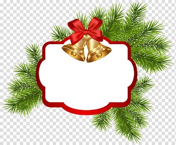 Green garland and gold bells , Christmas decoration Santa Claus , Christmas White Blank Decor with Bells transparent background PNG clipart