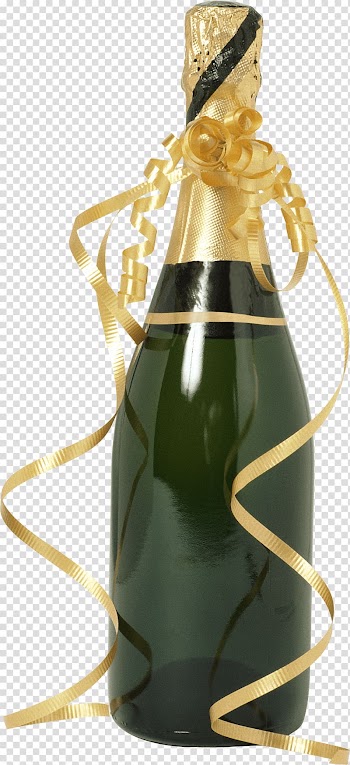 Green glass bottle, Gift Champagne Bottle transparent background PNG clipart