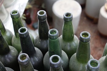 green glass bottles