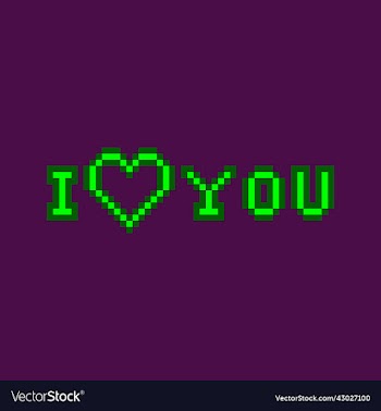 green glowing inscription i love you