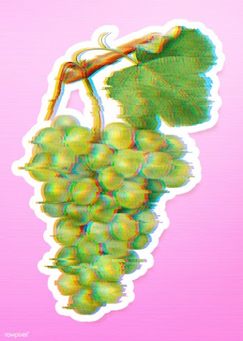 Green grapes glitch effect sticker with white border overlay | Free  illustration - 2359212