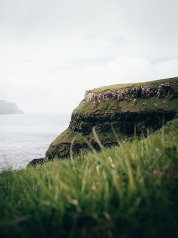 Green Grass Field Cliff