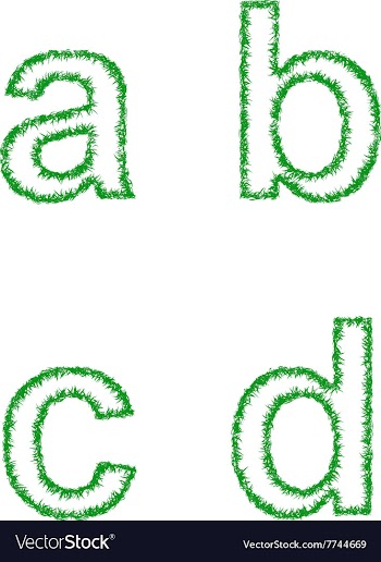 Green grass font set - lowercase letters a b c d vector image