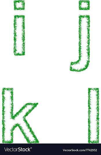 Green grass font set - lowercase letters i j k l vector image