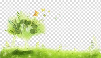 Green grass illustration, Green Software Lawn, Watercolor hand painted green grass plant background transparent background PNG clipart