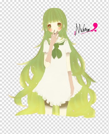 Green-haired girl in white dress animation transparent background PNG clipart