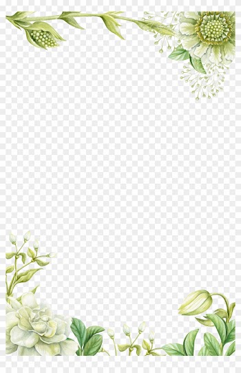 Green Hand-painted Flower Borders 3543*5315 Transprent - Green Flower Border Png