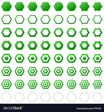 Green hexagon icon template set vector image