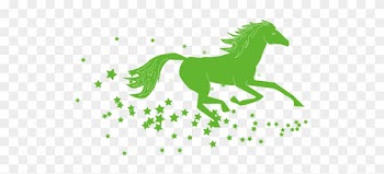 Green Horse Clipart - Blue Stars Pony Note Cards (pk Of 20)