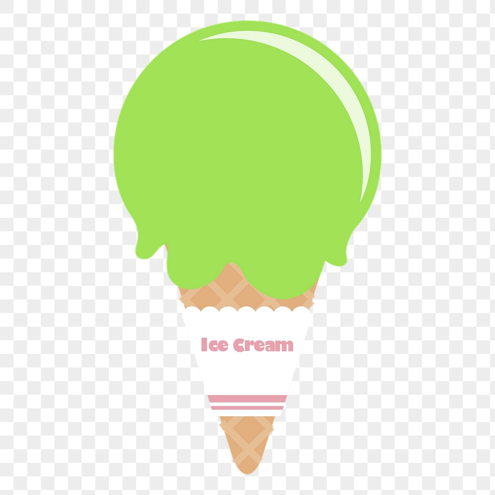 Green ice-cream png cone sticker, | Free PNG - rawpixel