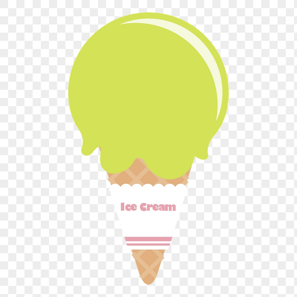 Green ice-cream png cone sticker, | Free PNG - rawpixel