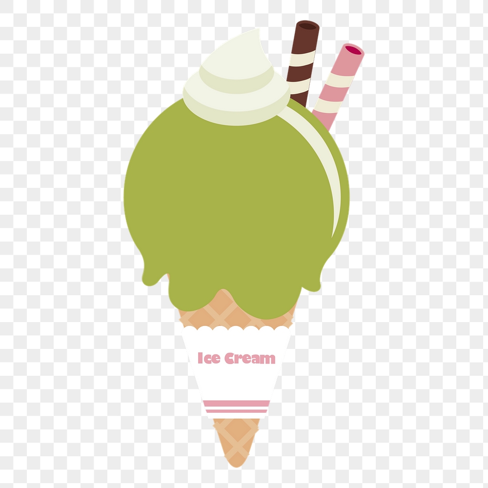 Green ice-cream png cone sticker, | Free PNG - rawpixel