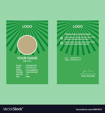 Green id card template 16 vector image