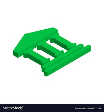 green isometric 3d university school building icon