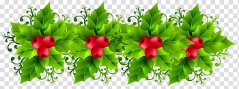 Green leaf garland illustration, Christmas Garland Wreath , Christmas Holly Garland transparent background PNG clipart