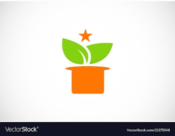 Green leaf magic hat logo vector image