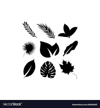 green leaf silhouette set creative design
