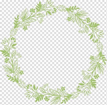 Green leaf wreath , Scalable Graphics AutoCAD DXF, Garland lace hand-painted border transparent background PNG clipart