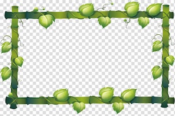 Green leafed vines and bamboo frame illustration, Frog , Green bamboo border transparent background PNG clipart