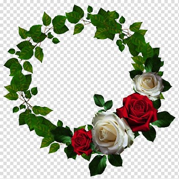 Green leafed wreath, frame Flower , Round roses floral ornament wreath transparent background PNG clipart
