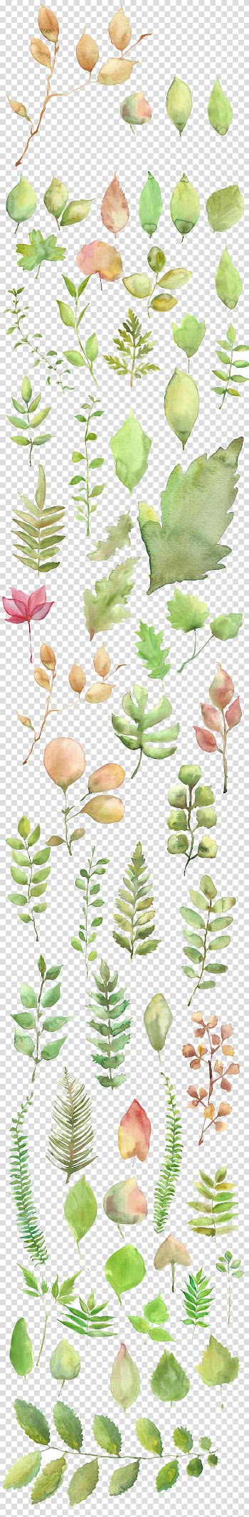 Green leaves illustration, Watercolor painting Shading, Watercolor leaves shading material transparent background PNG clipart