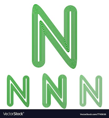 Green letter n logo design set vector image
