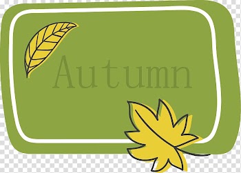 Green, Letters painted green background with yellow leaves in autumn transparent background PNG clipart