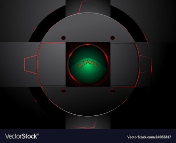 Green lighting push button vector image